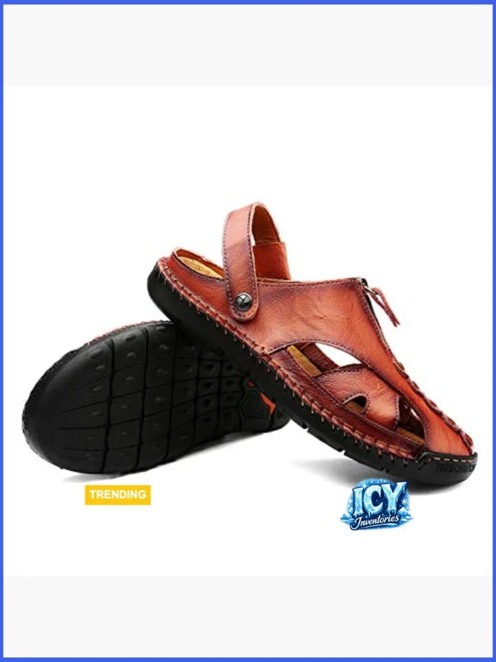 Men's Leather Closed Toe Fisherman Sandals Handmade Casual Beach